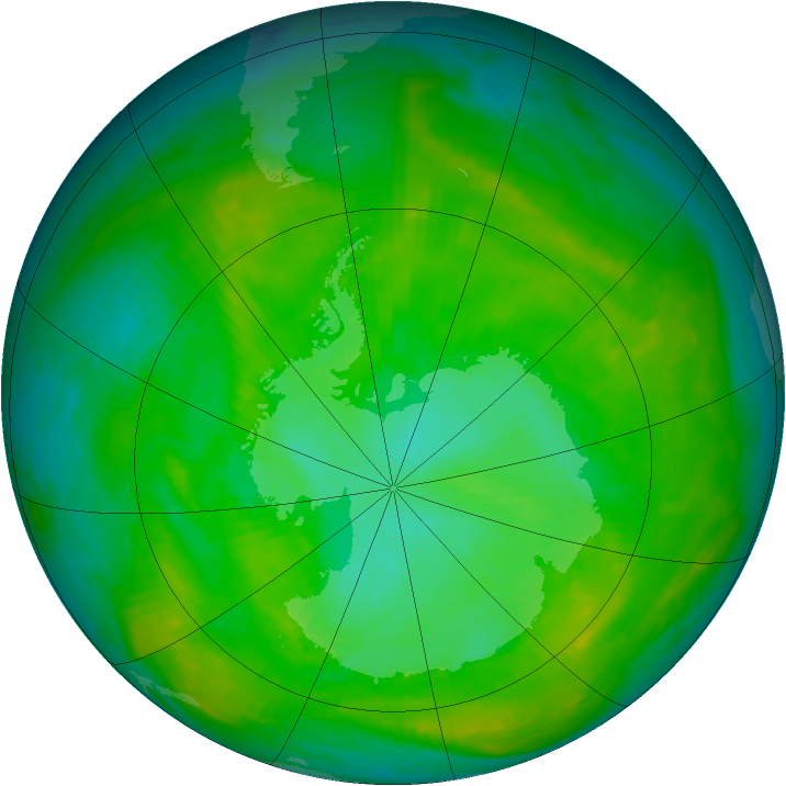 Antarctic ozone map for 07 January 1981